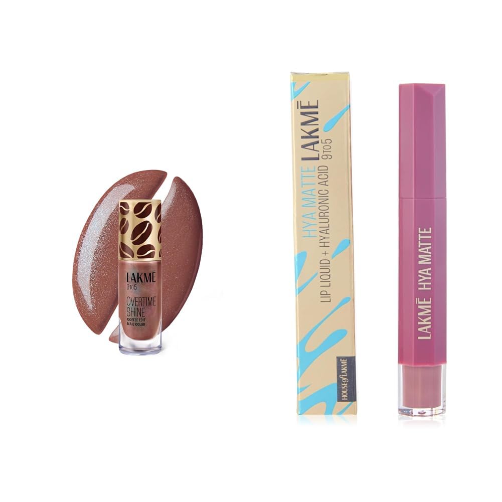 Lakme 9 to 5 Overtime Shine Nail Polish - Coffee Edit-13 Brew-tifulDay 6ml Lakme 9to5 Hya Matte, Pro Pink Medium Liquid Lipstick, for Soft and Supple Lips, with Hyaluronic Acid Vitamin-picture-29