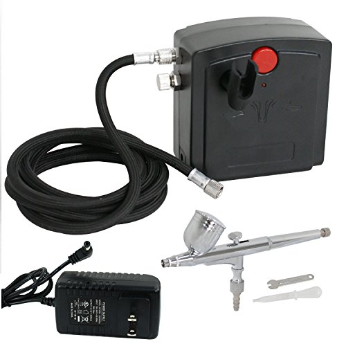 BBBuy Multi-purpose Mini Airbrush Air Compressor Kit, Dual Action Cake Spray Gun Portable Air Brush Set Tattoo Nail Tool Set (TC-100K) - Image 3
