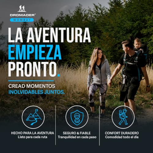 Miniatura 4 de Dromader Mochila Portabebe Montaña - Portabebes Senderismo Hasta 22kg Con Protector Solar, Protector De Lluvia, Bolsillo Térmico Y Cambiador - Estructura Plegable Con Una Mano - Negro Y Azul