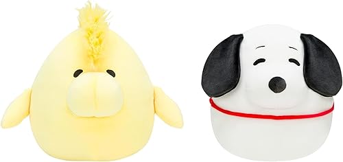 Squishmallows Peanuts - Paquete de 2 peluches de 8 pulgadas, añade Snoopy & Woodstock a tu escuadrón, peluche grande y ultra suave, peluche oficial