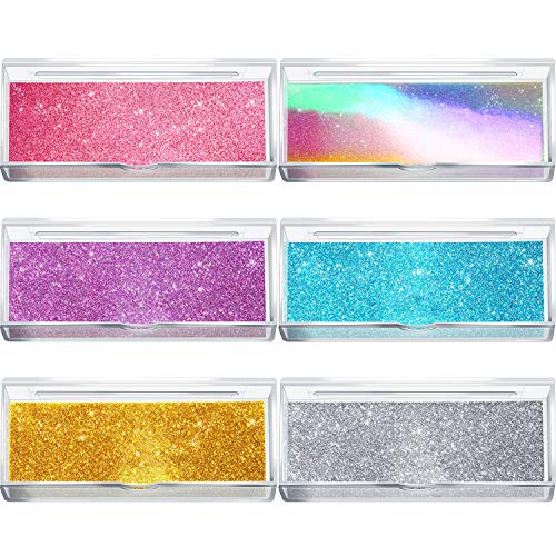 6 Pieces Empty Lash Box False Eyelash Packaging Box Plastic Eyelash Storage Box with Glitter Color Paper for False Eyelash Women Girls (Gold, Silver, Rainbow, Bright Purple, Light Purple, Blue)