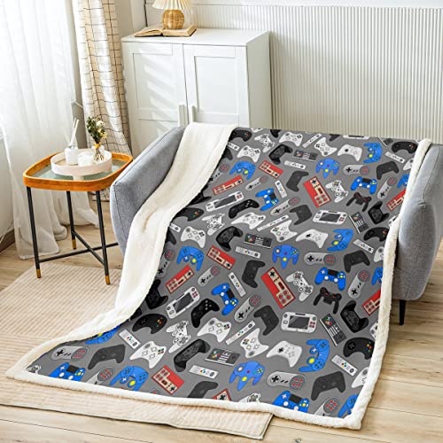 Gamepad Blanket Console Gamer Sherpa Blanket for Kids Boys Video Game Gamepad Throw Blanket Novelty Modern Game Controller Plush Blankets,Fuzzy Blanket 40x50 Inch