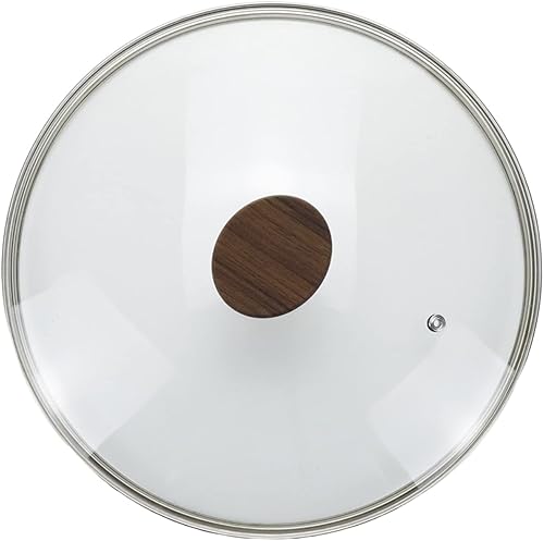 Miniatura 3 de LC LICTOP Tapa universal de vidrio templado de 12 pulgadas diseñada con orificio de ventilación de vapor, borde de acero inoxidable y perilla de
