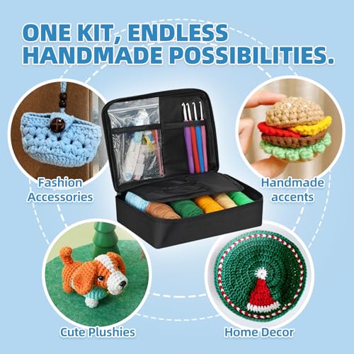 Image of iptek Crochet Kit for Beginners Adults,Crochet Yarn for Beginners, 10colors Total Crochet Yarn Kits with Easy-to -See Stitches,Includes Basic Stitch Guide and extensive amigurumi Video tutorials.