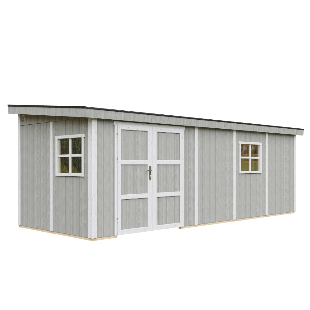 Szopa ogrodowa Premium Quality 14,3 m² - H231x248x648 cm - Konstrukcja paneli LP Smartside - Bez podłogi i ściany bocznej - Timbela M941B-TUNDRA GREY