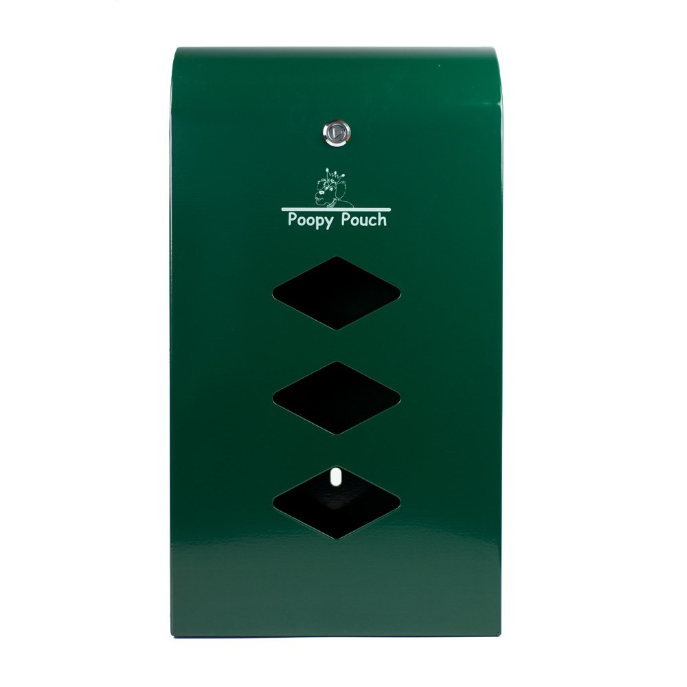 Crown Products Llc Poopy Pouch Universal Pet Waste Dispenser - 600 Bags, Galvanized Steel, Hunter Green, 1 Count, 10 Gallons, Unscented