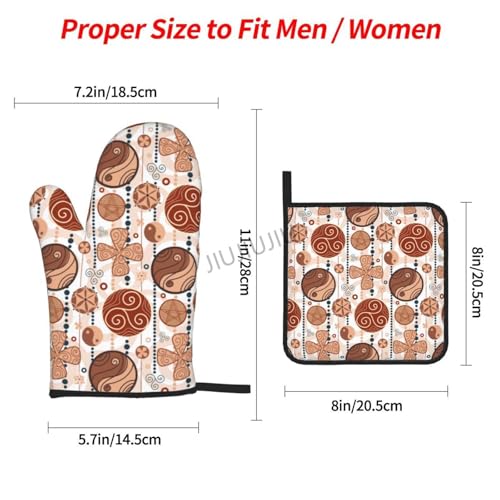 Oven Mitts and Pot Holders Set Patterns Non-Slip Heat Resistant Oven Mitts and Potholder for Cooking Baking Grilling BBQ - immagine 3