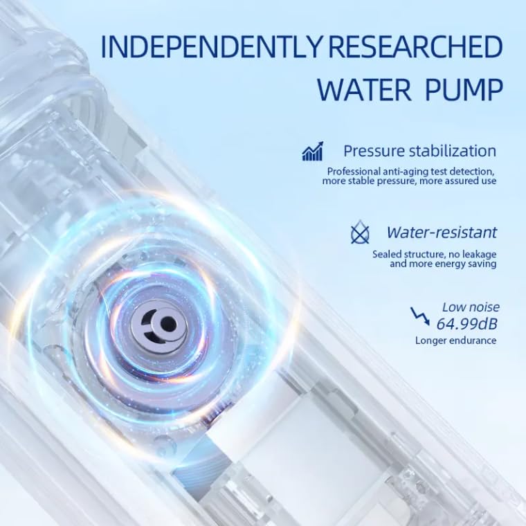 Image of High-Pressure 120PSI Water Dental Flosser with 300ml Reservoir - Portable Water Flosser for Teeth & Gum Cleaning - Rechargeable with 4 Pressure Modes, 1600 Pulses /Minute & IPX7 Waterproof