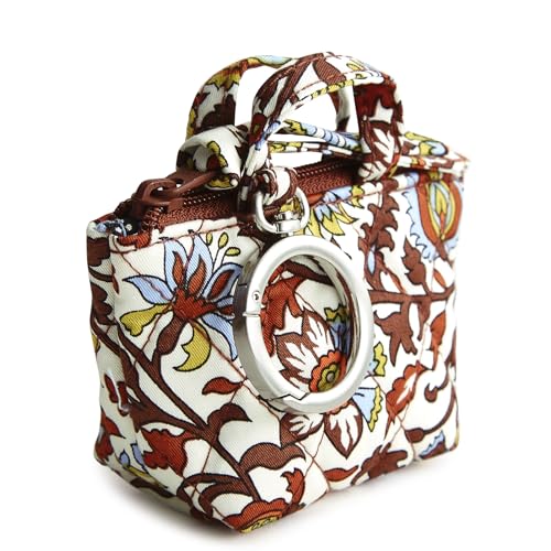 Vera Bradley Women's Premium Cotton Original Tote Bag Charm, Marrakesh Vines Cream, One Size