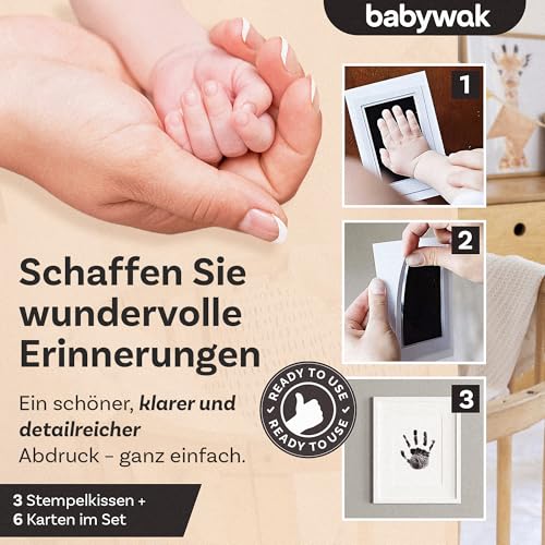 Baby Fußabdruck & Handabdruck Set – Stempelkissen Neugeborene | Abdruckset Baby | Pfotenabdruck Set Hund & Katze | Babygeschenke zur Geburt Mädchen Junge (0-6 Monate) 3