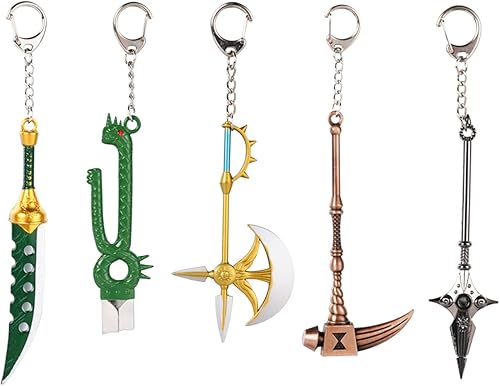MOBZU Juego de 5 llaveros de siete pecados capitales, Meliodas con colgante para disfraz de cosplay, Multi colorido