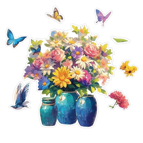 8pcs Flower Magnet, Funny Cute Vase Bird Butterfly Fridge Magnetic Dishwasher Decorations, Cruise Door Magnets for Refrigerator Cars Cover