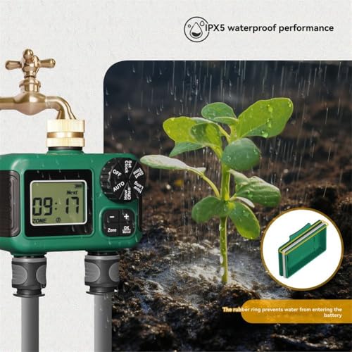 Programmateur d'arrosage 2 voies IP55 avec écran LCD pour jardin - 3