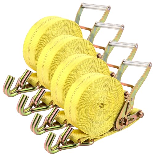 DAJAVE 4 Stück 50mm x 8 5m Spanngurt 5000 kg Spanngurte mit Ratsche und Haken Zurrgurt Heavy Duty für Motorräder Ratschengurt Zurrgurte für Ladungssicherung