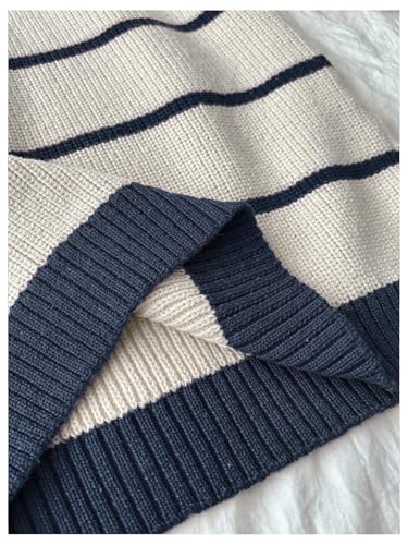 Floerns Women's Striped Preppy Sweaters Long Sleeve Collared Knit Lightweight Pullovers4