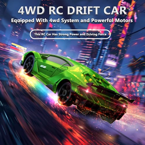 Image of Remote Control Car RC Drift Car 2.4GHz 1:24 4WD 15KM /H High Speed Racing Sport Car with LED Lights Drifting Tire Racing Sport Toy for Adults Boys Girls Kids Gift