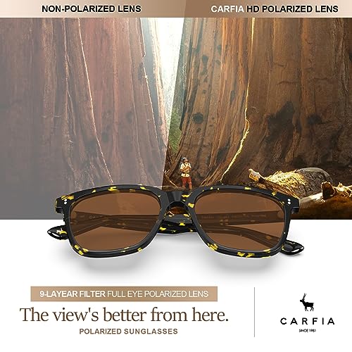 Image of CARFIA Acetate Polarized Sunglasses for Men UV400 Protection Classic Retro Square Shades Driving Glasses