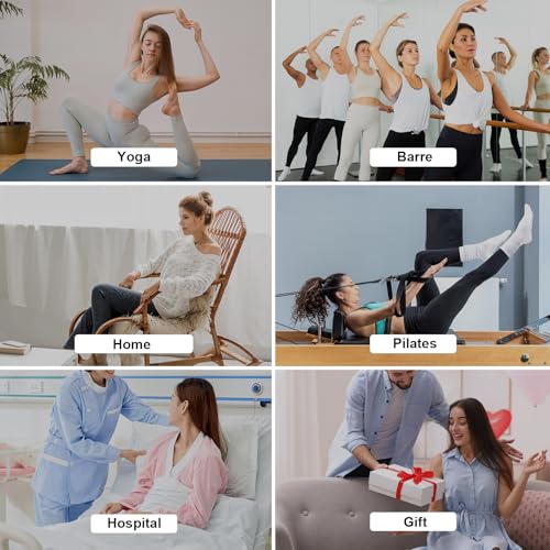 Image of Grip Pilates Socks for Women, Yoga Slouch Socks with Grip for Barre Workout Hospital Long Scrunch Slipper Socks