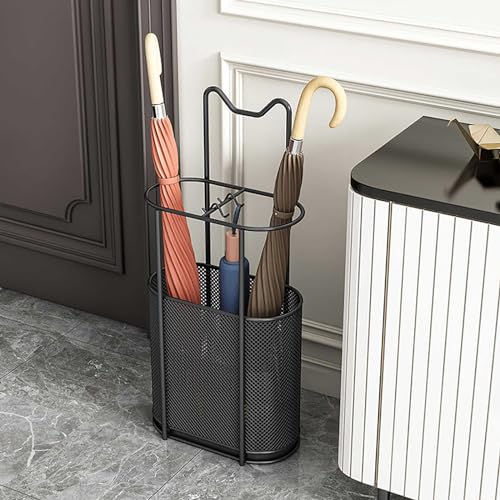 Soporte para paraguas con bandeja de goteo, soporte para paraguas de interior, organizador de paraguas para el hogar, ahorro de espacio, para pasillo, porche, oficina y entradas de puerta