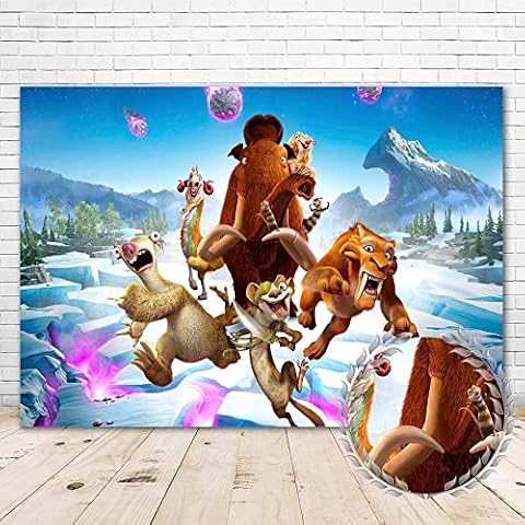 Colorwonder Ice Age 2 Party Supplies Backdrop Birthday 7x5 Vinyl Ice Age Movie Poster for Kids Room Wall Decor Happy Birthay Ice Age Theme Banner for Party Supplies (A4-B70411) Cover