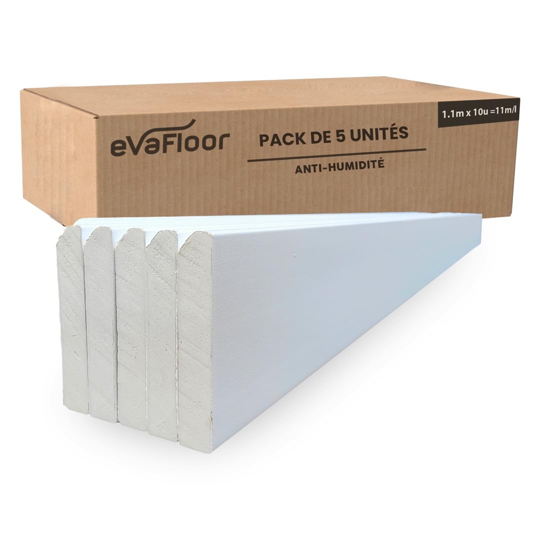 Pack 5 Battiscopa in PVC 110cm | Zoccoletto Battiscopa Bianco Antiumidità | Battiscopa PVC Resistente & Facile da Installare