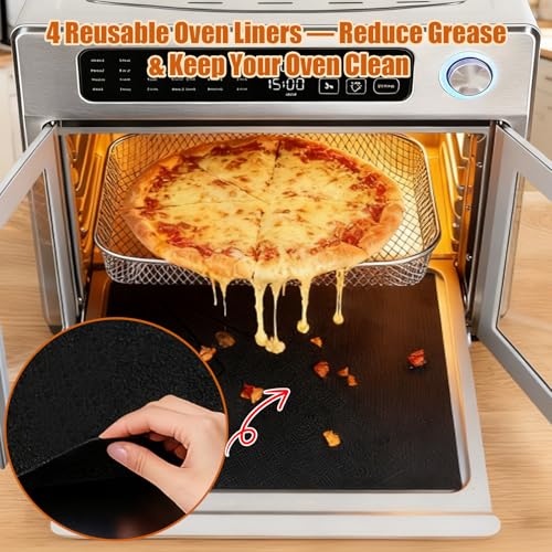 Image of Uniflasy Crumb Tray Replacement for Emeril Lagasse 26 Qt Extra Large French Door Air Fryer, Crumb Tray with 4 Pcs Oven Liners Accessories for Emeril Lagasse 26 Qt Air Fryer