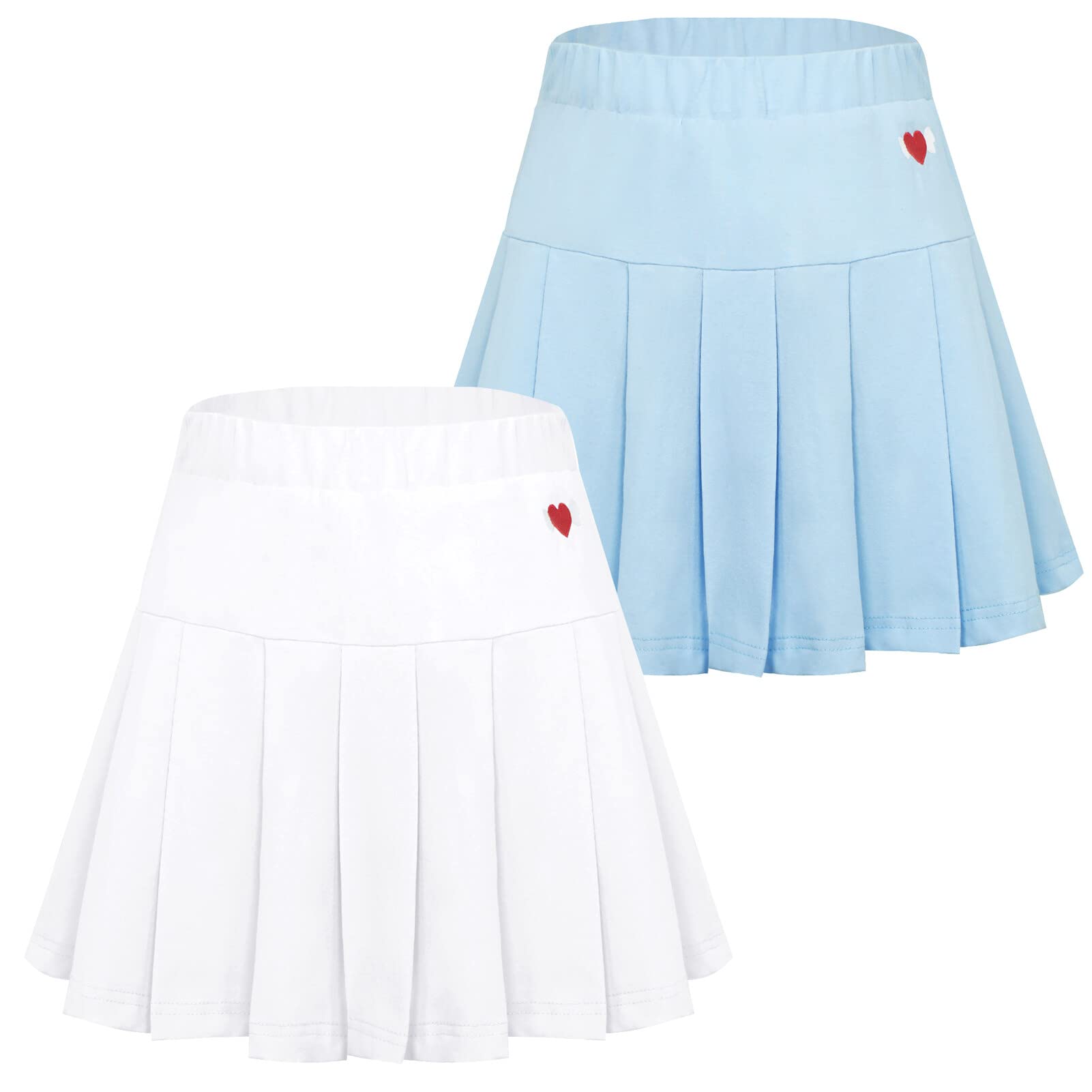 SEAUR Falda plisada para niños y niñas, falda de patinadora con pantalón, monocolor, falda deportiva de tenis, falda plisada, dulce algodón, 100-155 cm