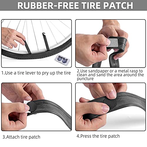 KOAREL Bike Tire Repair Kit Inner Tube Puncture Patch with Vulcanizing Patches,Glueless Patchs,Metal Rasp,Lever,Sandpaper,Portable Storage Box for Motorcycle,BMX Cycling, Inflatable (Black-1)