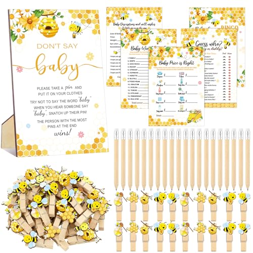 Image of Patelai 321 Pcs Honey Bee Baby Shower Decorations a Little Honey Is on The Way Baby Shower Games 5 Sets Serve 50 Guests for Bee Themed Gender Reveal Party Decorations Supplies