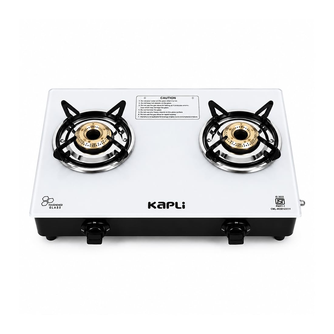 KAPLI 2 Burner Manual Gas Stove White - Image 1