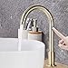 Produktbild XJTNLB Wasserhahn mit Sensor Warm Kalt Waschtischarmatur Sensor Batterie Mischbatterie Waschbecken,Gebürstetes Gold,B