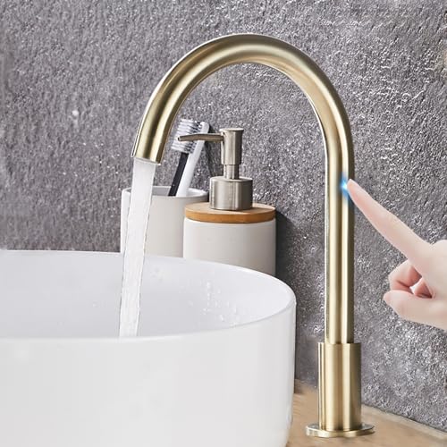 Mitigeur de lavabo à capteur automatique eau chaude et froide en laiton doré
