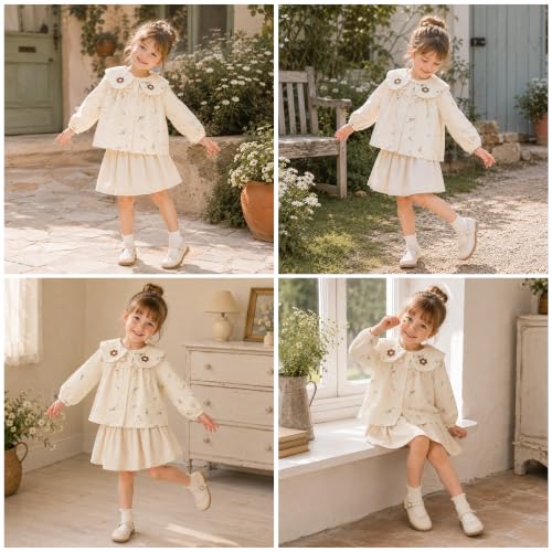 Image of Mud Kingdom Girls Blouse Shirts Spring Fall Long Sleeve Button-Down Top Ruffle Collar