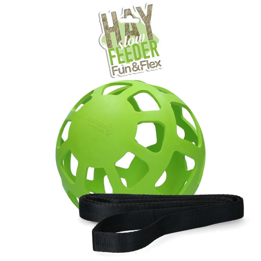 Holland Animal Care Hay Slowfeeder Fun&Flex Ø 22 cm – Fienone Cavallo – Adatto per animali da pascolo – Rete da fieno per cavalli – Contro il decadimento delle stalle – Fino a 1 kg di fieno – Verde