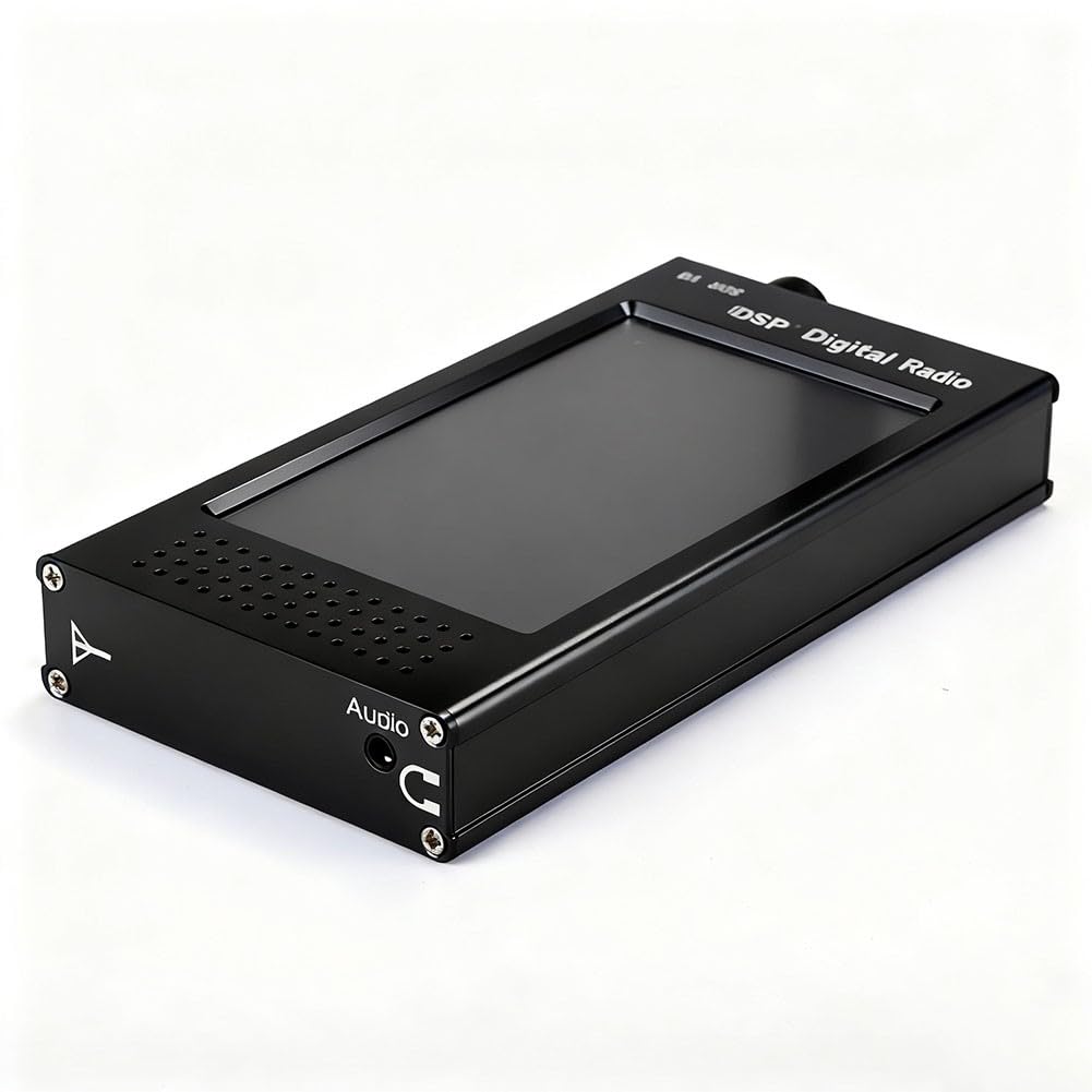 SDR-V6 Digitaler Kurzwellenempfänger mit 4,3 Zoll IPS Touchscreen, 100kHz-149MHz Fullband, Aluminiumgehäuse, 3000mAh Akku für Amateurfunk, Luftfahrt und Outdoor Monitoring, Schwarz