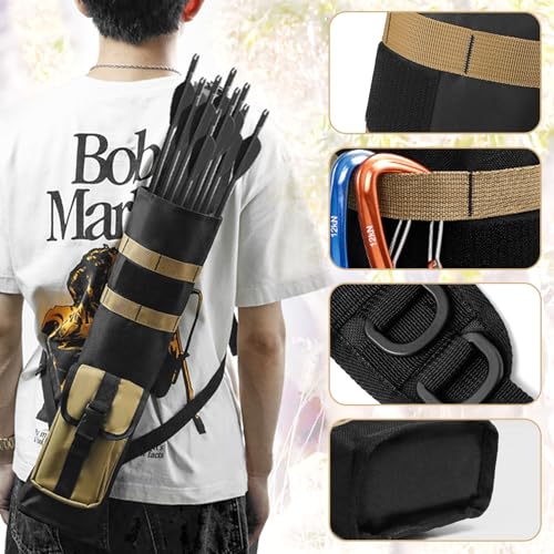 BLUE HANDCART Archery Lightweight Back Arrow Quiver Dual Use Hip Arrows Bag Arrow Holder with Shoulder Strap and Belt Clip for Arrows, Bow Hunting and Target Practicing (Army Green) - Image 5