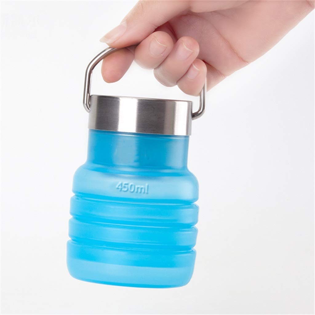 Klappbarer Wasserbecher, Draussen Kieselgel Auslaufsicher 450 Ml Tragbare Reise Sportflasche