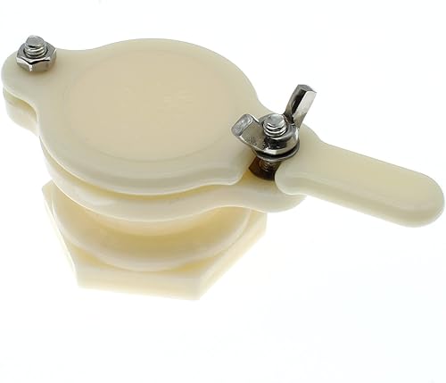 Válvula de compuerta de miel de alta resistencia Nylon Extractor de miel Grifo Cubo Suministros de apicultura con junta y tuerca de ala (blanco)