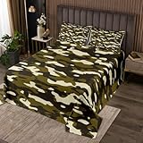Homemissing Camouflage Jungen Tagesdecke 220x240cm Kinder Teens Camo Doppelbett Gesteppt Abstrakte Geometrisch Bettüberwurf Militärischer Stil Steppdecke Wohndecke