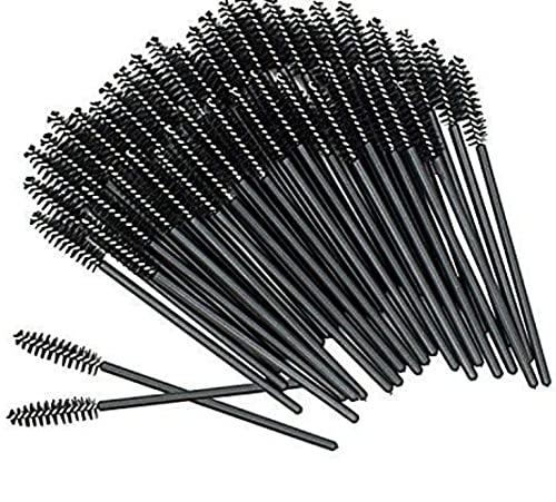 100 Disposable Eyelash Eye Lash Makeup Brush Mascara Wands Applicator Brush Makeup Kits(Black)