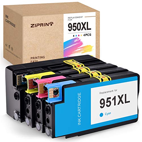 ZIPRINT Compatible Ink Cartridge Replacement for HP 950XL 951XL 950 951 for Officejet Pro 8600 8100 8620 8610 8615 8625 8630 8640 8660 251dw 276dw (1 Black, 1 Cyan, 1 Magenta, 1 Yellow, 4-Pack)