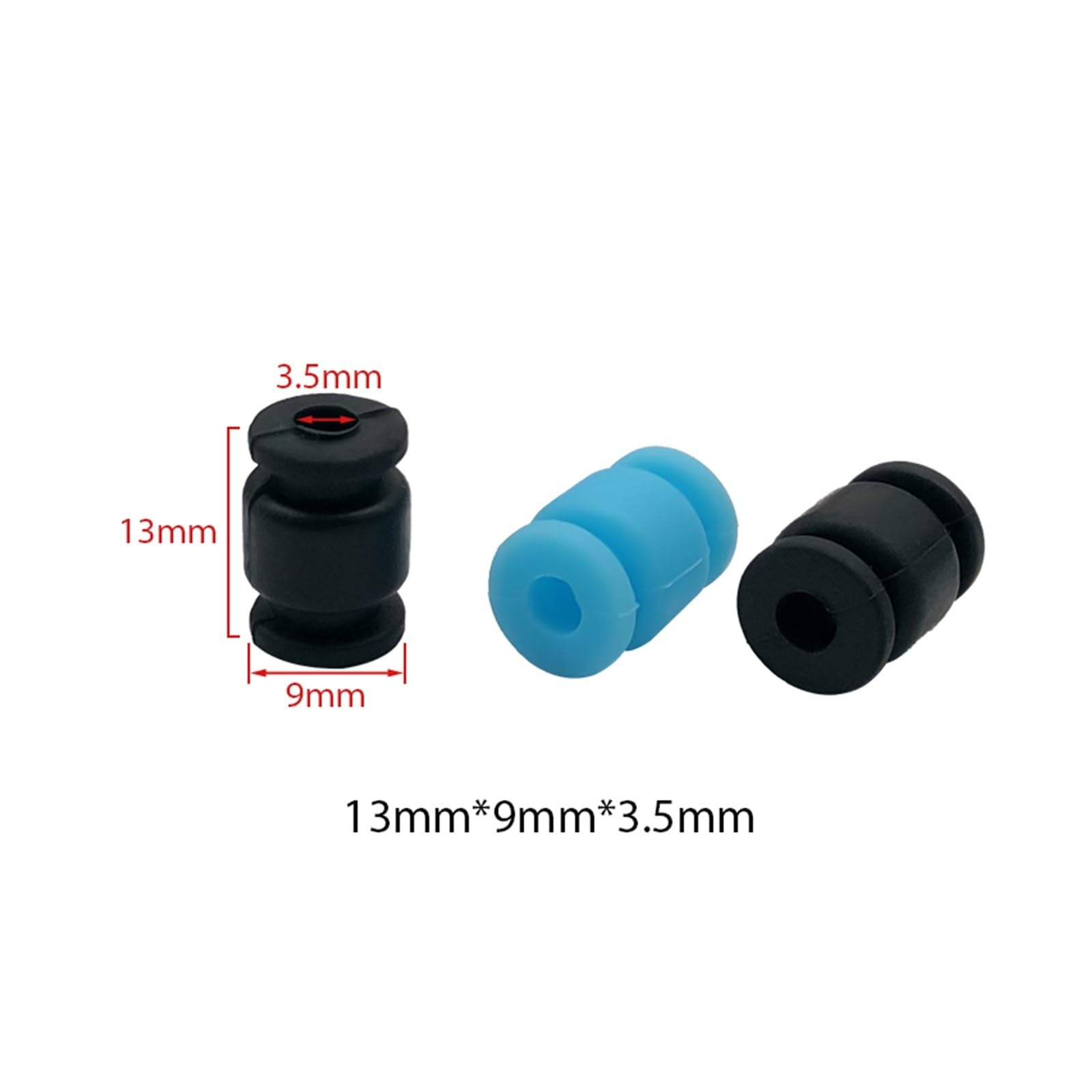 100 szt. 13 x 9 x 3,5 mm silikonowe kulki do aparatu FPV Gimbal Mount, guma AV, amortyzator wstrząsów, tłumik wibracji, parownik do RC drona, quadcoptera (niebieskie)