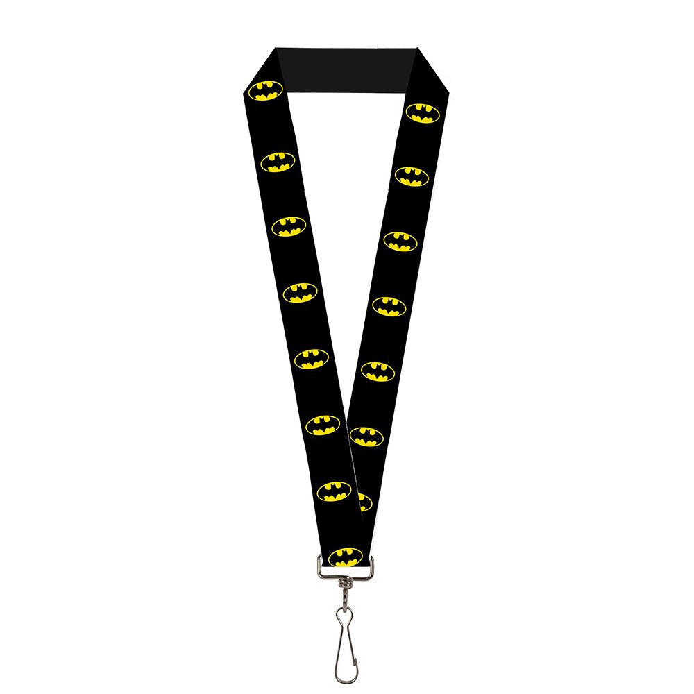 Buckle-Down Lanyard-1.0"-Batman Shield Black/Yellow, Multicolor, One size