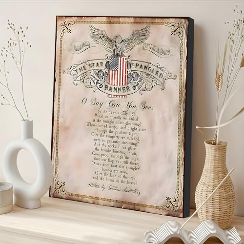 Image of Framed We The People Patriotic Wall Art, USA Flag Canvas Art Pictures, American Wall Decor, Made in USA Ready to Hang for Office Living Room Entryway