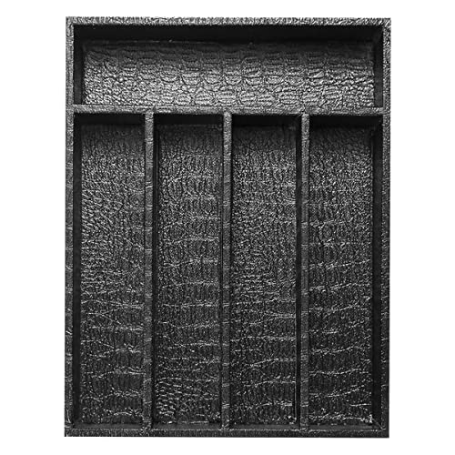 Kyraton Black Leather Wood Kitchen Flatware Drawer Organizers, Silverware Drawer Organiser and Cutlery Tray, Utensil Tray Drawer Organizer, Cutlery Flatware Organizer With Drawers