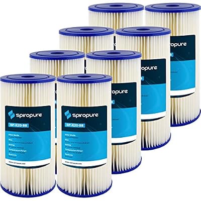 SpiroPure SP-R20-BB 10x4.5 20 Micron Pleated Polyester Sediment Water Filter Cartridge SPC-45-1020 (Case of 8)