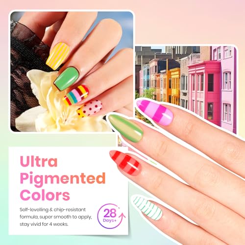 Image of Beetles Fall Gel Polish Set - Color Rhythm Colleciton, 25 Colors Yellow White Blue Red Bright Neon Green Polish with Base Top Coat Uv LED Lamp Salon DIY at Home Nails