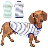Preferhouse Dog Shirts for Medium Dogs 2 Pack, M Dog Sleeveless Striped Vests Dog Pullover T-Shirts Lightweight Puppy Kitten Tank Top Cat Tee for Teddy Bichon Shihtzu, Bluegreen-M