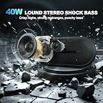 SOWO Portable Wireless Speaker with Bluetooth, Enhanced Immersive Bass, Partyboom Technology, 40W Loud Clear Stereo Sound, IP67 Waterproof, 16H Playtime for Outdoor, Camping and Travel - Deep Black - Image 2