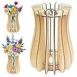 Vase en bois pour fleurs Lego, vase en bois pour bouquet de Lego, design puzzle en bois, peut contenir jusqu'à 33 bouquets (couleur bois naturel)